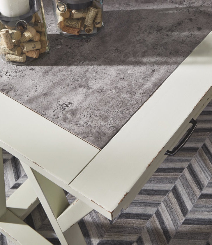 Hillshire White Wood & Cement Top Desk Pic 5